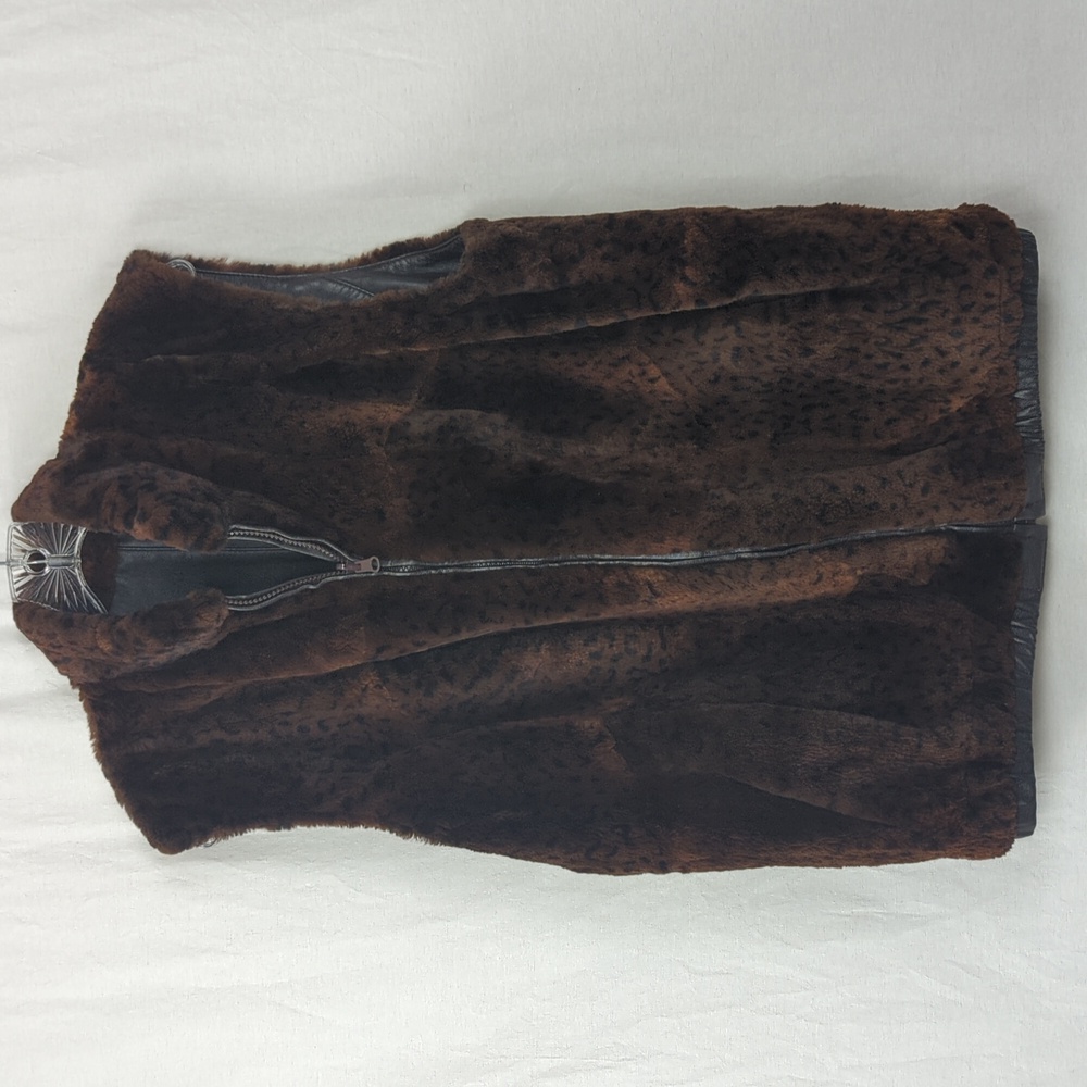 VTG BRISA COLLECTION REVERSIBLE LEATHER & FUR VEST EUC